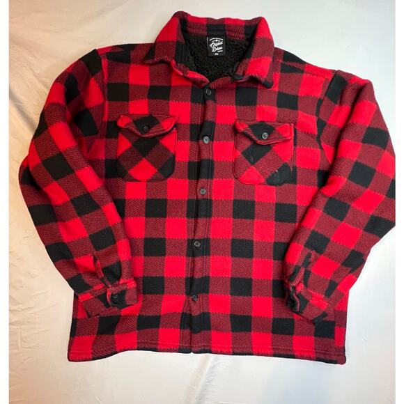 Original Deluxe Supply Red Black Buffalo Plaid Sherpa Lined Jacket 2XL - Picture 1 of 6